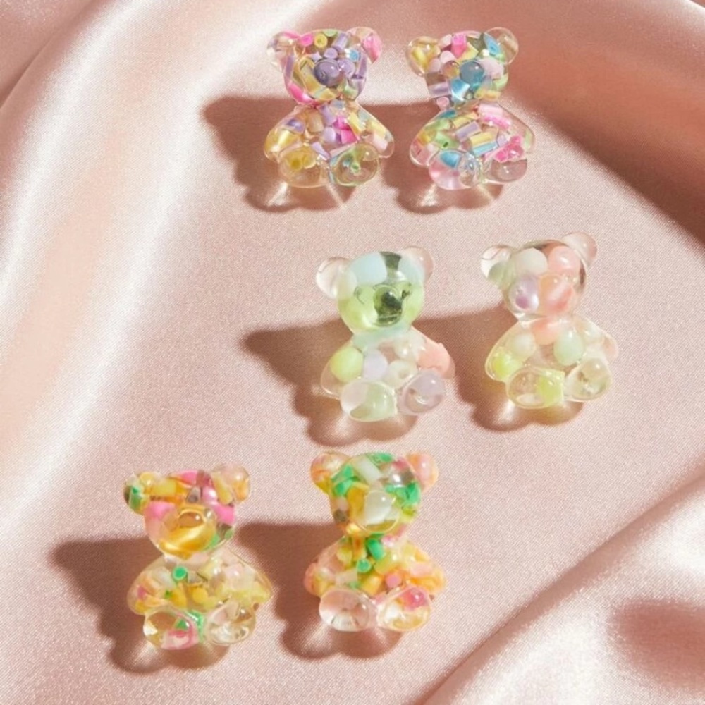Set of 3 Bear Earring Studs